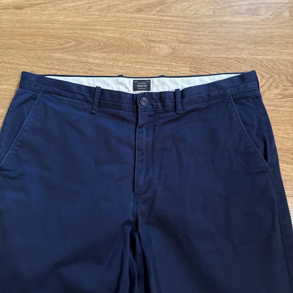 J Crew 1040 Stretch Pants Men's Navy 36x32 (Act 37x30) Flat Front Chino Straight